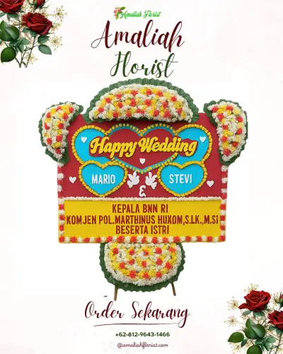 Karangan Papan Bunga Pernikahan di Cipeucang